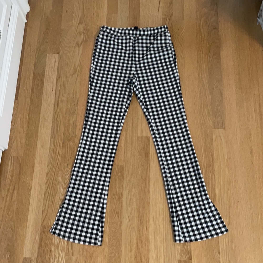 Stretchy Gingham Print Pants